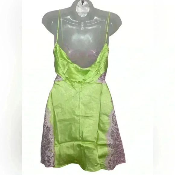 For Love And Lemons Lime Green Lace Slip Mini Dress XS - Picture 4 of 6